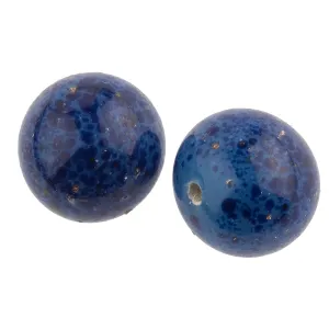 Vintage Japanese 1 hole faux lapis bead. 10mm. Pkg of 2 . b11-bl-1068-2
