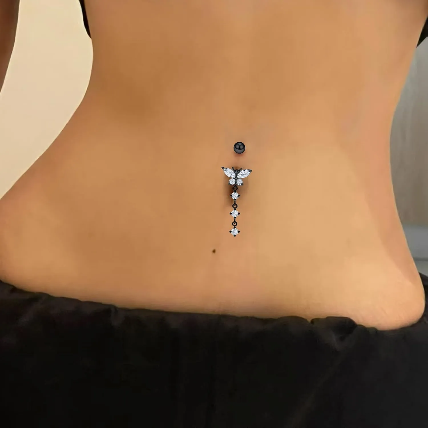 Vsnnsns 14G Belly Button Ring Piercing Jewelry 316L Stainless Surgical Steel Heart CZ Pearl Butterfly Flower Navel Rings Dangle Belly Button Ring Navel Piercing Jewelry for Women Men Hypoallergenic