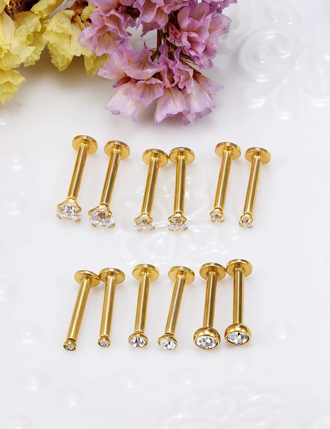 Vsnnsns 14G Lip Rings Stainless Steel Tragus Helix Conch Piercing Jewelry Snake Bite Piercing Monroe Lip Rings Labret Medusa Cartilage Lobe Earrings Piercing Jewelry Cubic Zirconia 2MM 3MM 4MM