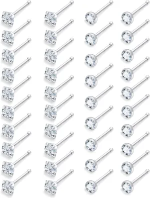 Vsnnsns 14K Gold Filled 18G 20G 22G Nose Rings Studs Piercing Jewelry for Women 316L Stainless Surgical Steel L Shaped Corkscrew Bone Nose Ring Studs Nostril Piercings Jewelry Diamond CZ Silver Gold
