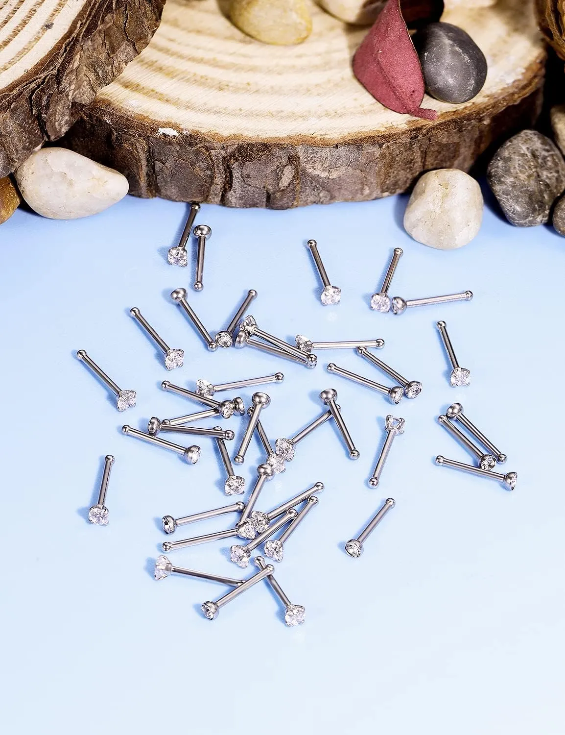 Vsnnsns 14K Gold Filled 18G 20G 22G Nose Rings Studs Piercing Jewelry for Women 316L Stainless Surgical Steel L Shaped Corkscrew Bone Nose Ring Studs Nostril Piercings Jewelry Diamond CZ Silver Gold