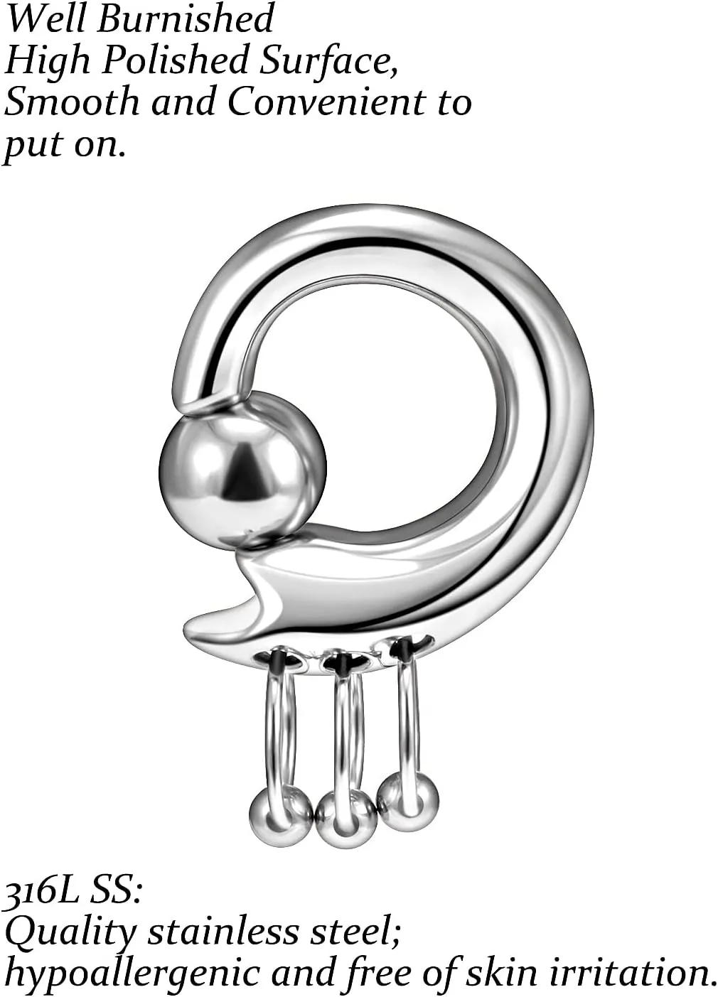 Vsnnsns 2G 4G 6G 8G Septum Rings Surgical Steel Heavy Gauges Earrings for Stretching Internally Threaded Horseshoe Septum Nose Rings Weights Captive Bead Earrings Hoops Silver Black Rainbow Rose Gold