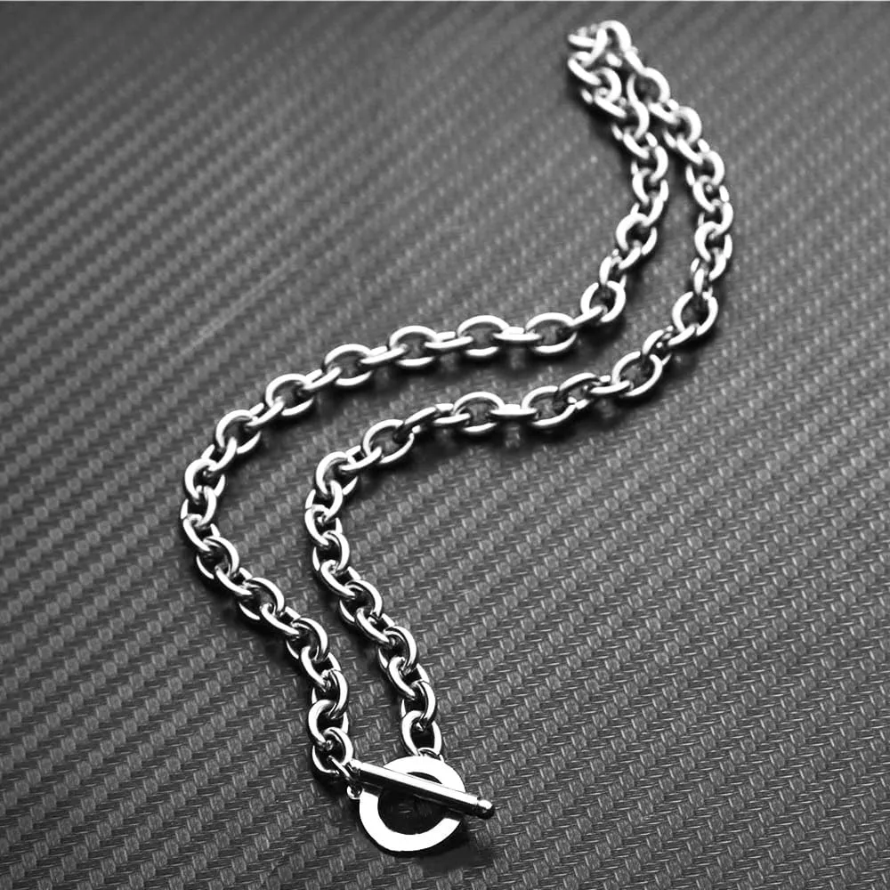 WangGao Stainless Steel Toggle Clasp Chunky Chain Necklace for Women Man,Statement Link T-Bar Clase Choker Necklaces