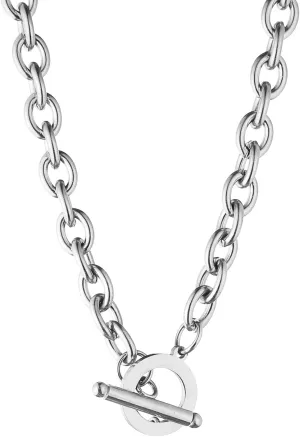 WangGao Stainless Steel Toggle Clasp Chunky Chain Necklace for Women Man,Statement Link T-Bar Clase Choker Necklaces