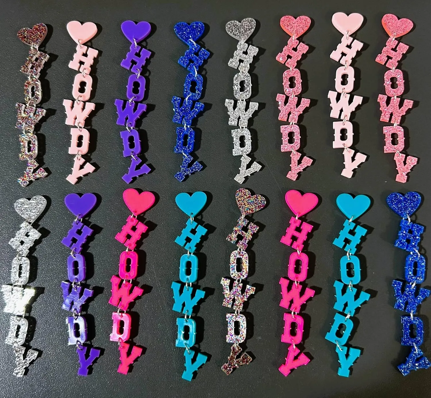 Western Cowboy Cowgirl HOWDY Letters Glitter Drop Dangle Earrings for Women Acrylic Glitter Rodeo Disco Cowboy Hat Earrings Country Concert Party Outfits Jewelry