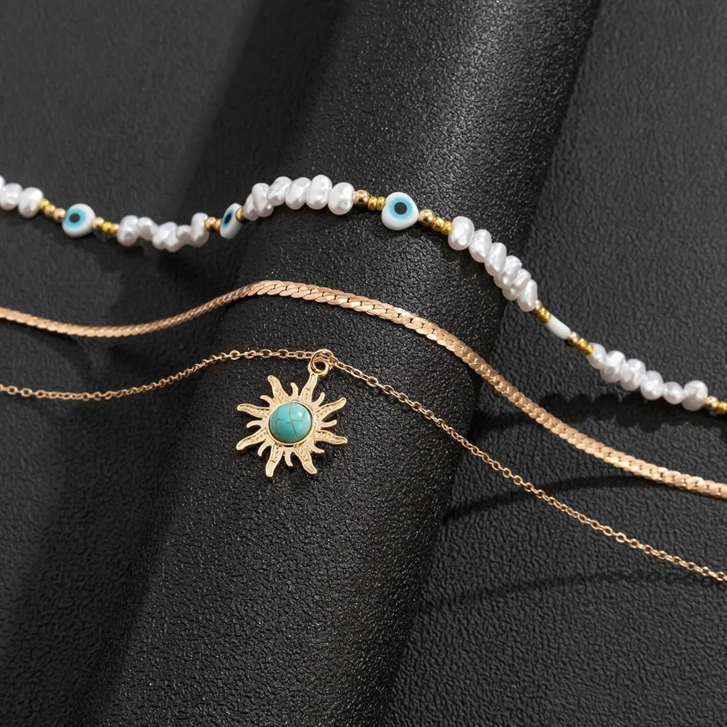 Western Region Necklace for Women Lion Butterfly Beads Natural Stone Retro Beaded Lady Women 17.71 Inch