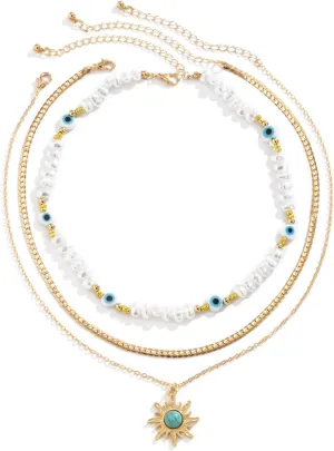 Western Region Necklace for Women Lion Butterfly Beads Natural Stone Retro Beaded Lady Women 17.71 Inch