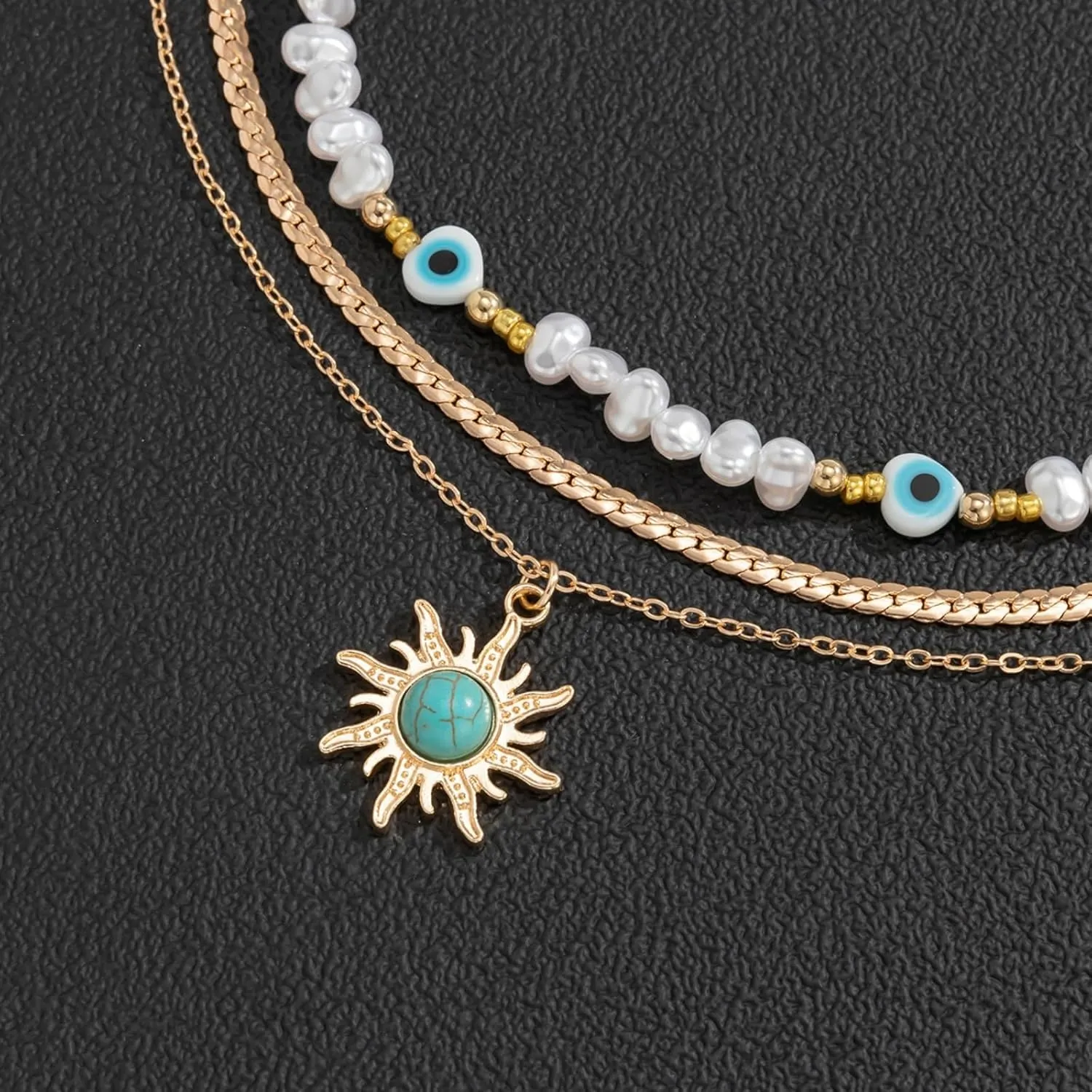Western Region Necklace for Women Lion Butterfly Beads Natural Stone Retro Beaded Lady Women 17.71 Inch