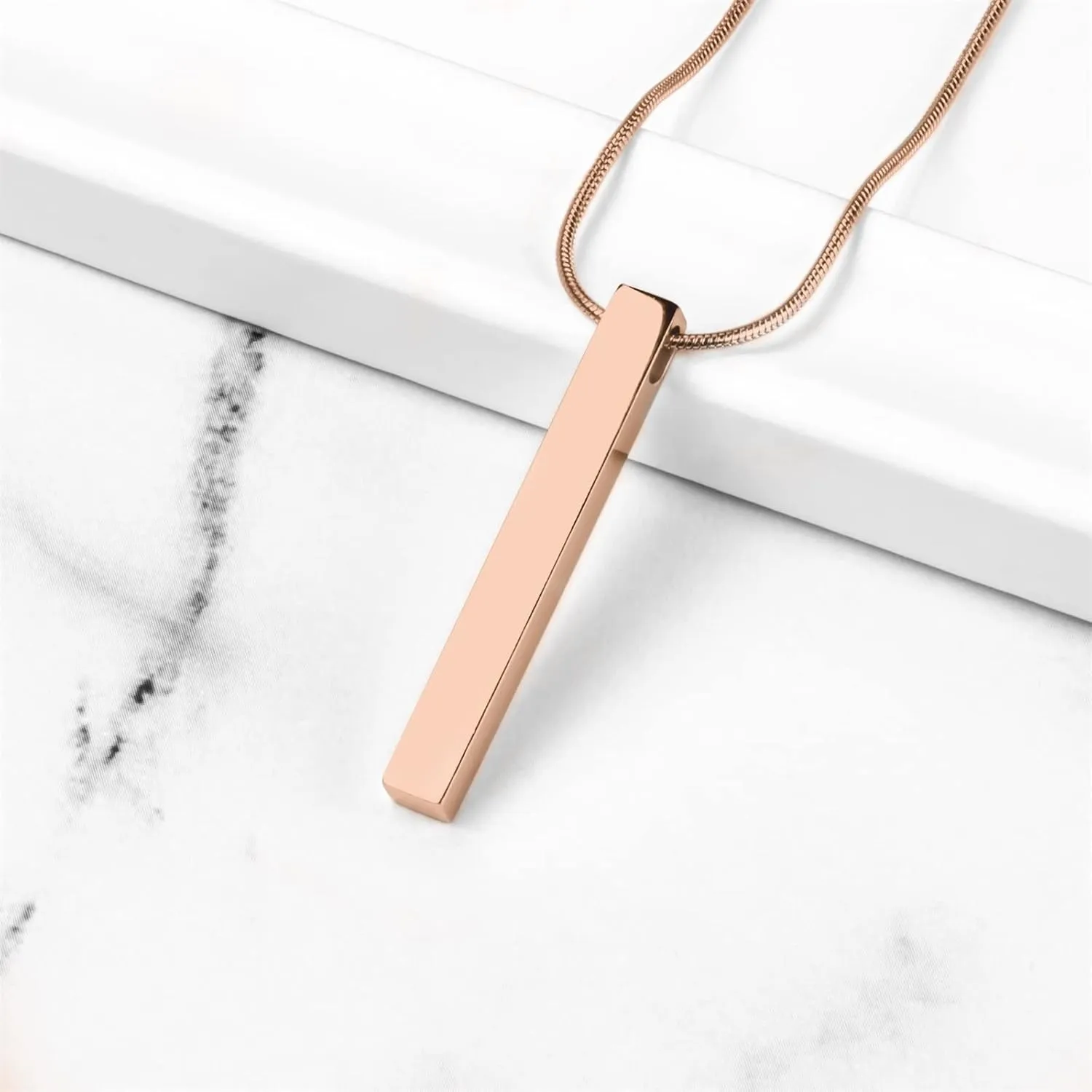 Wikavanli Stainless Steel Couple Necklace for Men and Women, Bar Pendant Matching Necklaces 22 Inches Snake Chain, Unisex