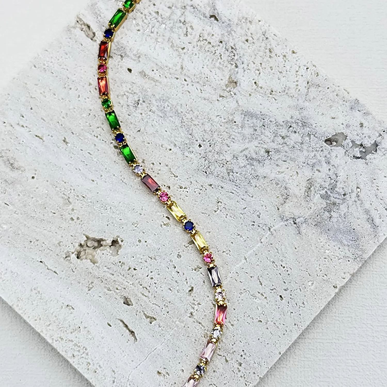 Women Multi Colored Crystal Tennis Bracelet Boho Cubic Zirconia Bracelet for Women