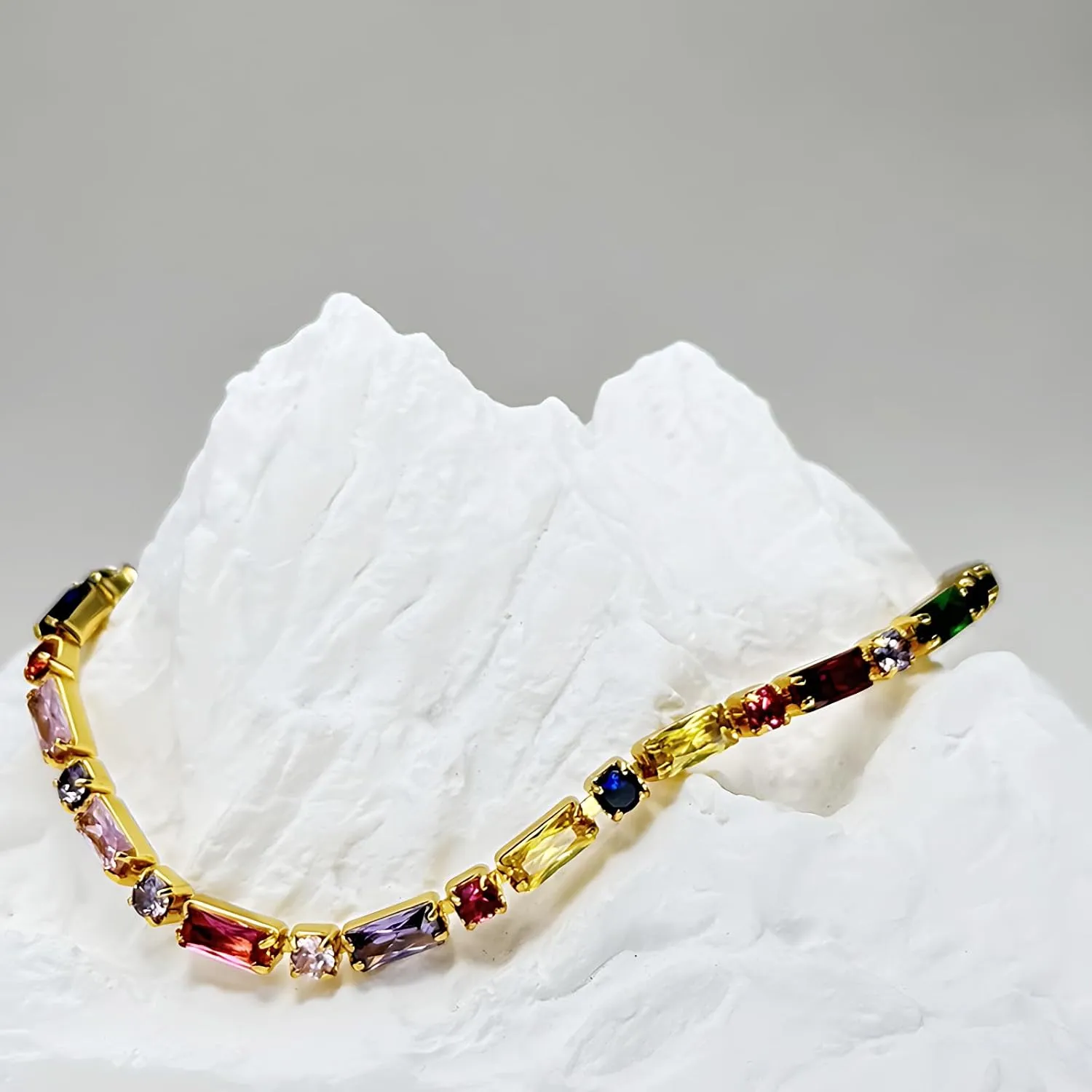 Women Multi Colored Crystal Tennis Bracelet Boho Cubic Zirconia Bracelet for Women