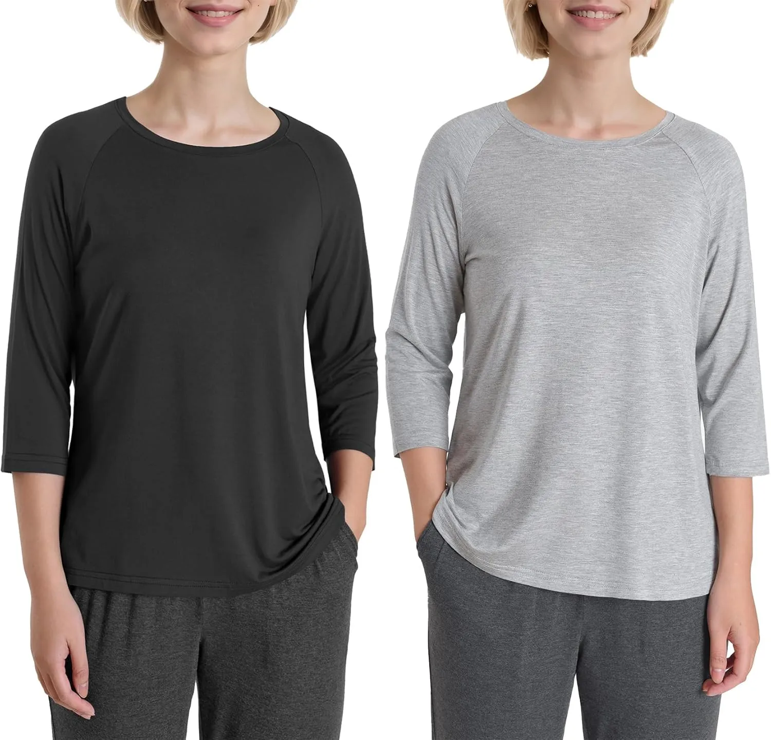 Women's Petite Pajamas Tops 3/4 Sleeve Petite Size T-Shirt
