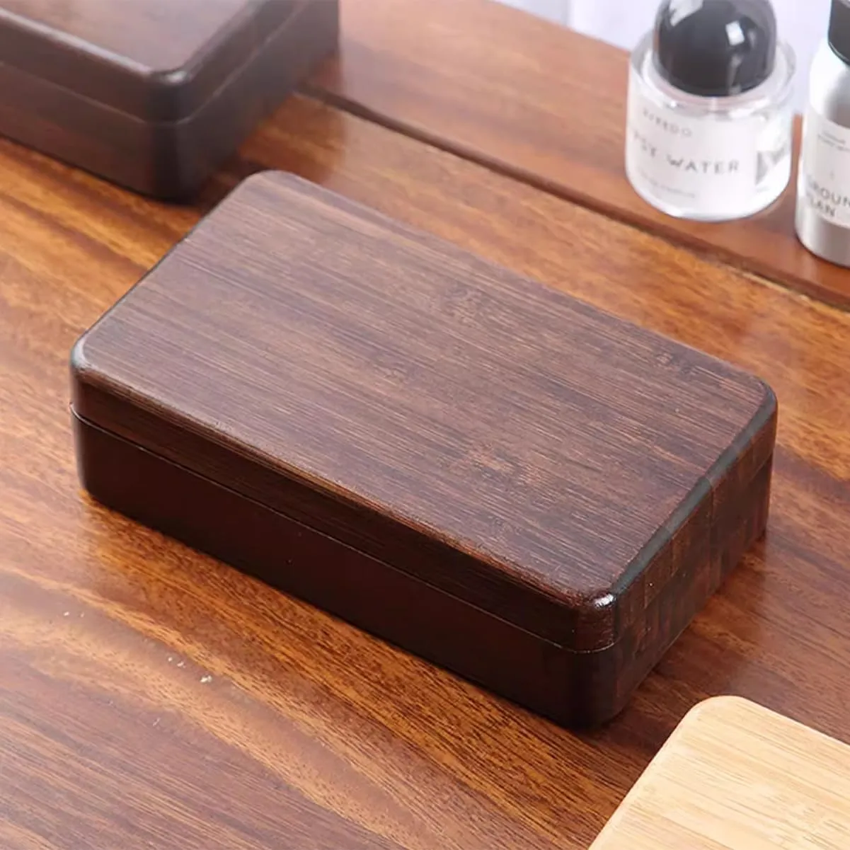 Wooden Jewelry Box with Velvet Trays, Travel Jewelry Storage Organizer Case for Necklaces Bracelets Earrings Rings Women Girls (Walnut)