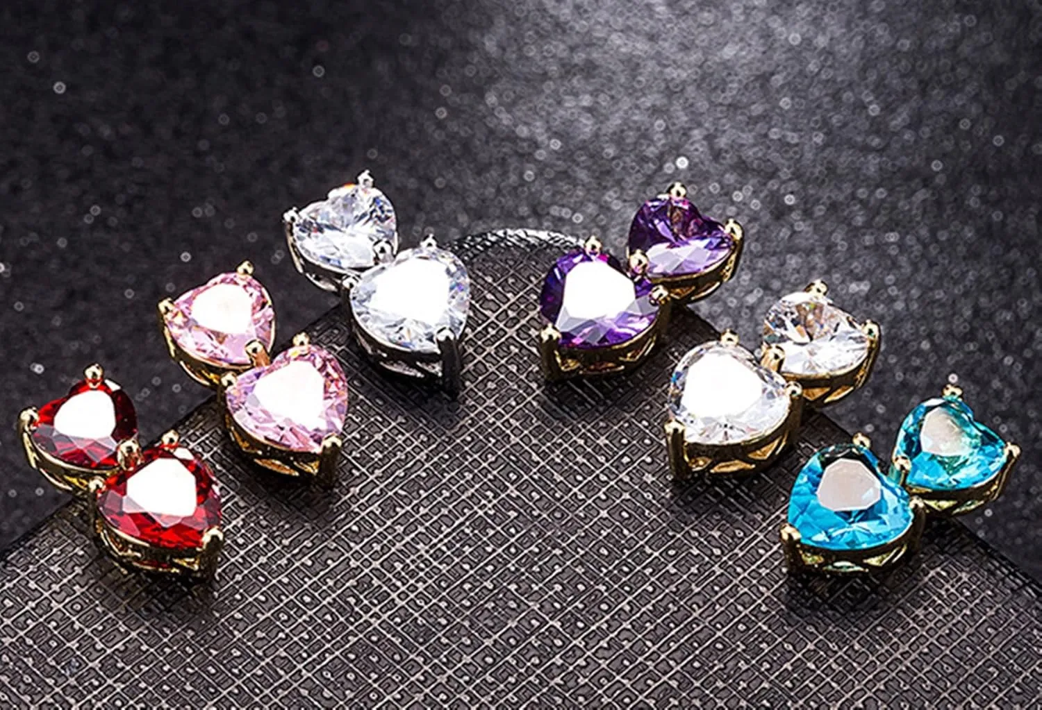 Wycian Navel Rings, Specific Heart Cubic Zirconia Gold Surgical Steel Two Heart 2.9G for Women Girls Body Piercing Jewelry