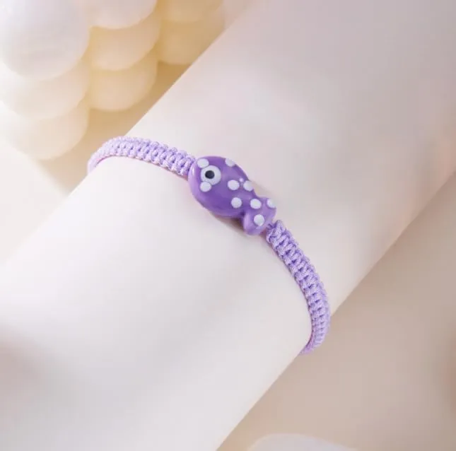 XAM Adjustable Braided Friendship Bracelet with Cute Fish Charm, Multiple Color Options Boho Stackable Wrist Jewelry for Women