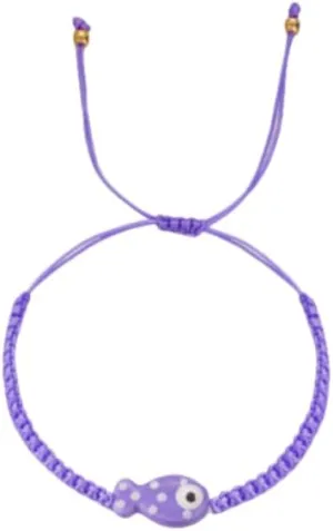 XAM Adjustable Braided Friendship Bracelet with Cute Fish Charm, Multiple Color Options Boho Stackable Wrist Jewelry for Women