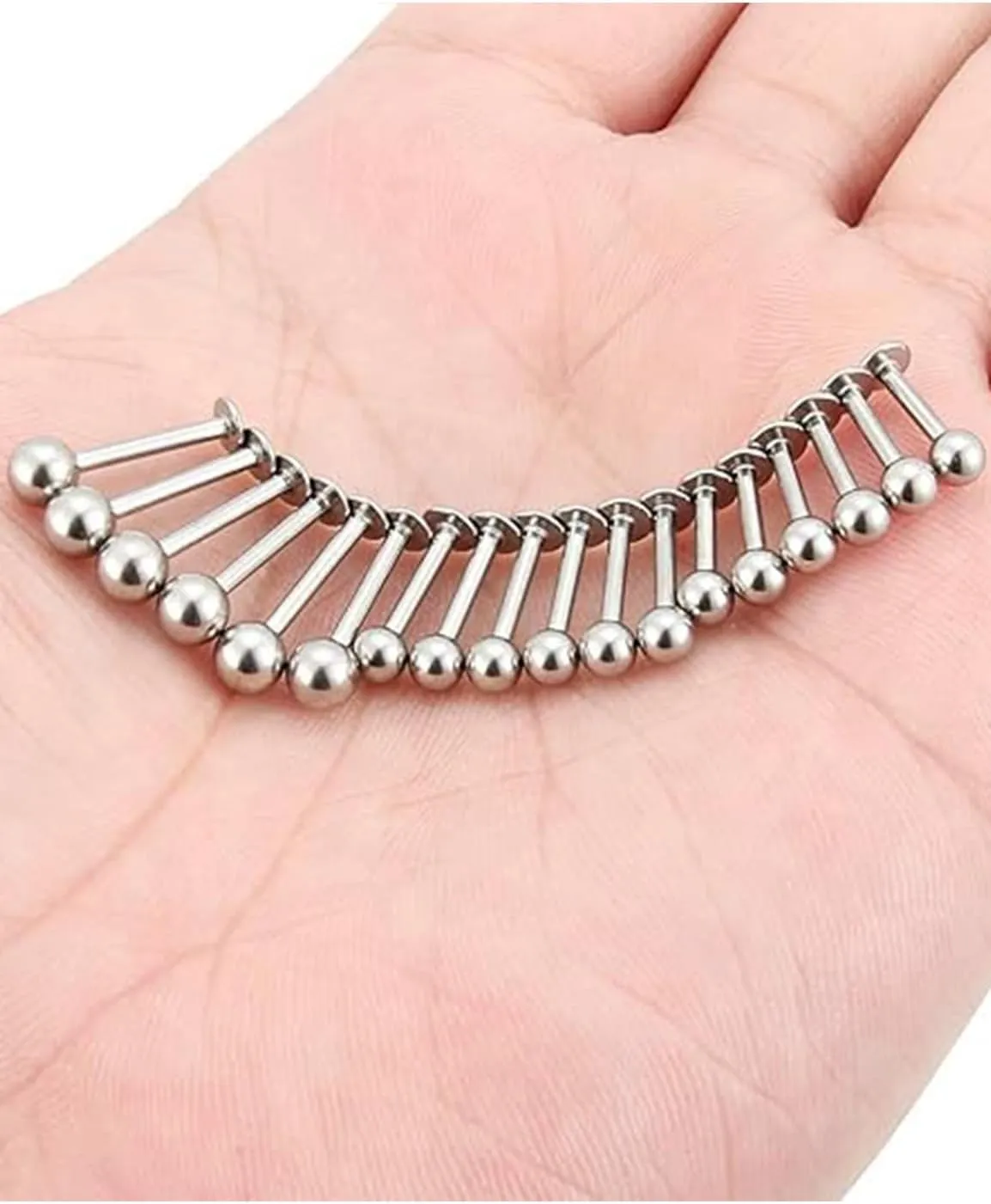 Yaalozei 20G 16G 14G 12G Lip Labret Medusa Monroe Rings Studs Surgical Steel Tragus Helix Cartilage Earring Stud Rings Piercing Jewelry Bar Length 8mm 10mm 12mm Mix Color 18PCS
