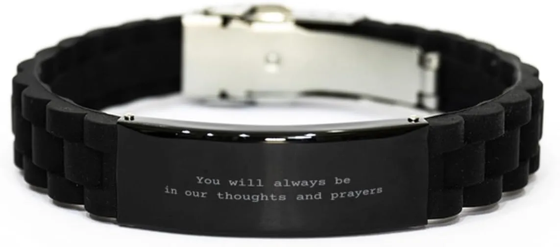 You will always be in our thoughts and prayers,Memorial Bracelet,Memorial Gifts,loss Of Loved One,loss Of Loved One, Loss Of Friend,loss Of Mom Dad Brother Sister Child,Black Bracelet