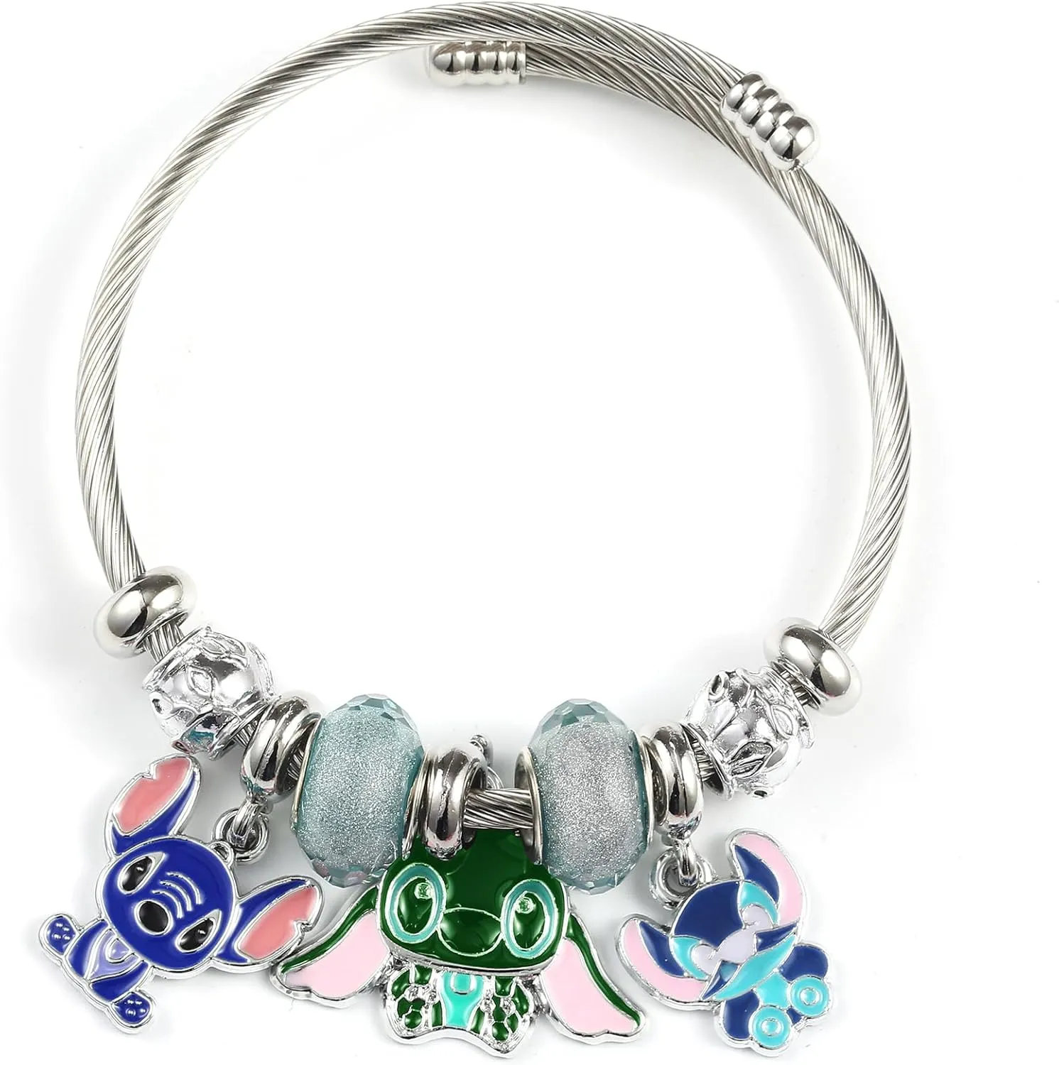 YouLuo Cute Charm Bracelet, Adjustable Stainless Steel Bracelet, Anime Cartoon Accessories Bracelets for Ladies Women Teen Girls Birthday Gift and Friendship