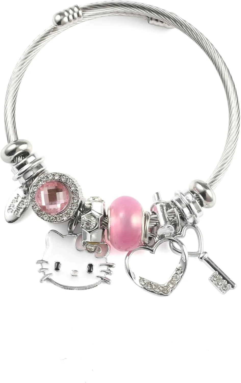 YouLuo Cute Charm Bracelet, Adjustable Stainless Steel Bracelet, Anime Cartoon Accessories Bracelets for Ladies Women Teen Girls Birthday Gift and Friendship
