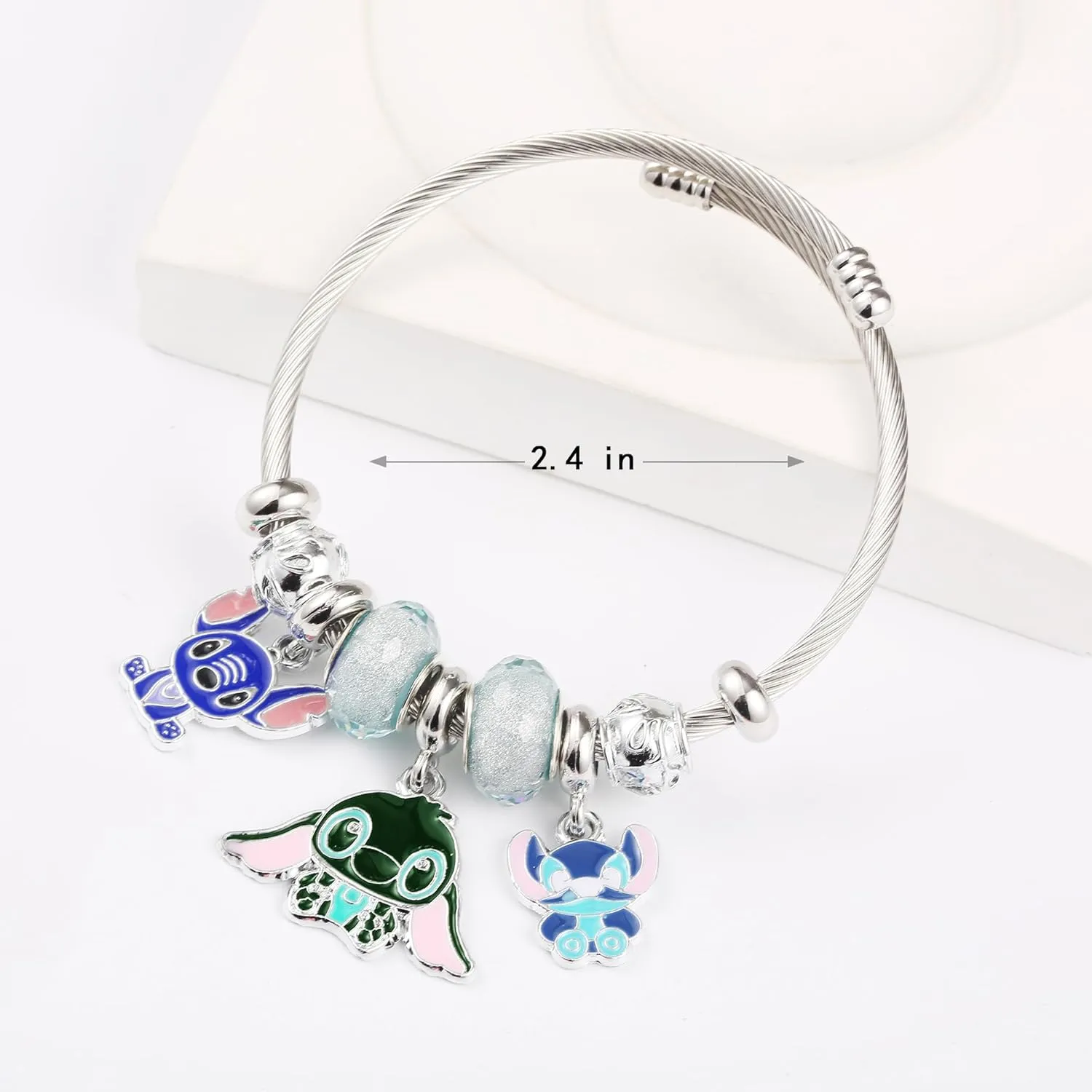 YouLuo Cute Charm Bracelet, Adjustable Stainless Steel Bracelet, Anime Cartoon Accessories Bracelets for Ladies Women Teen Girls Birthday Gift and Friendship