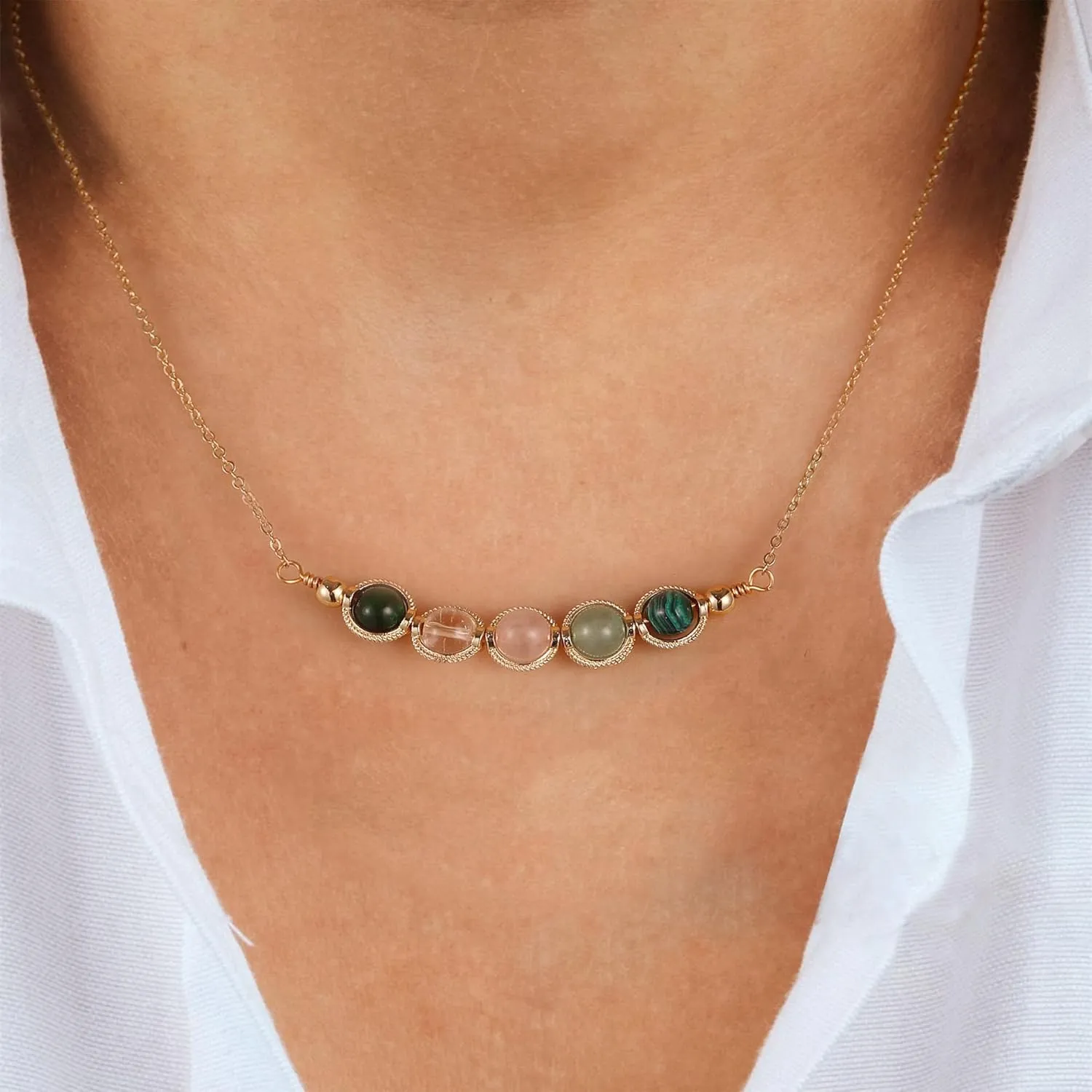 Zodiac Necklaces for Women, Natural Healing Crystal Zodiac Necklace Gifts Handmade Gemstone Beads Choker Necklace for Women Spiritual Astrology Jewelry Birthday Gifts