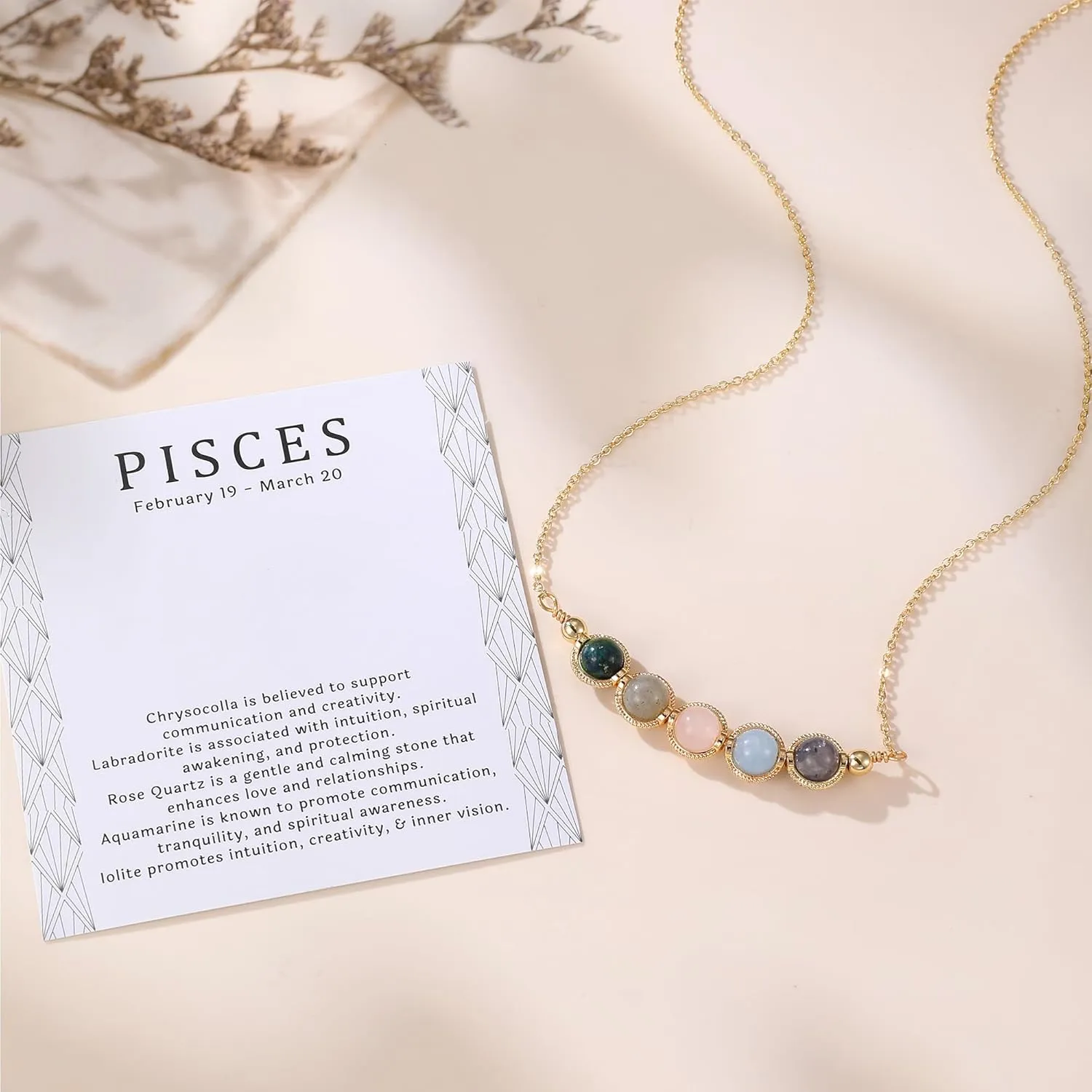 Zodiac Necklaces for Women, Natural Healing Crystal Zodiac Necklace Gifts Handmade Gemstone Beads Choker Necklace for Women Spiritual Astrology Jewelry Birthday Gifts