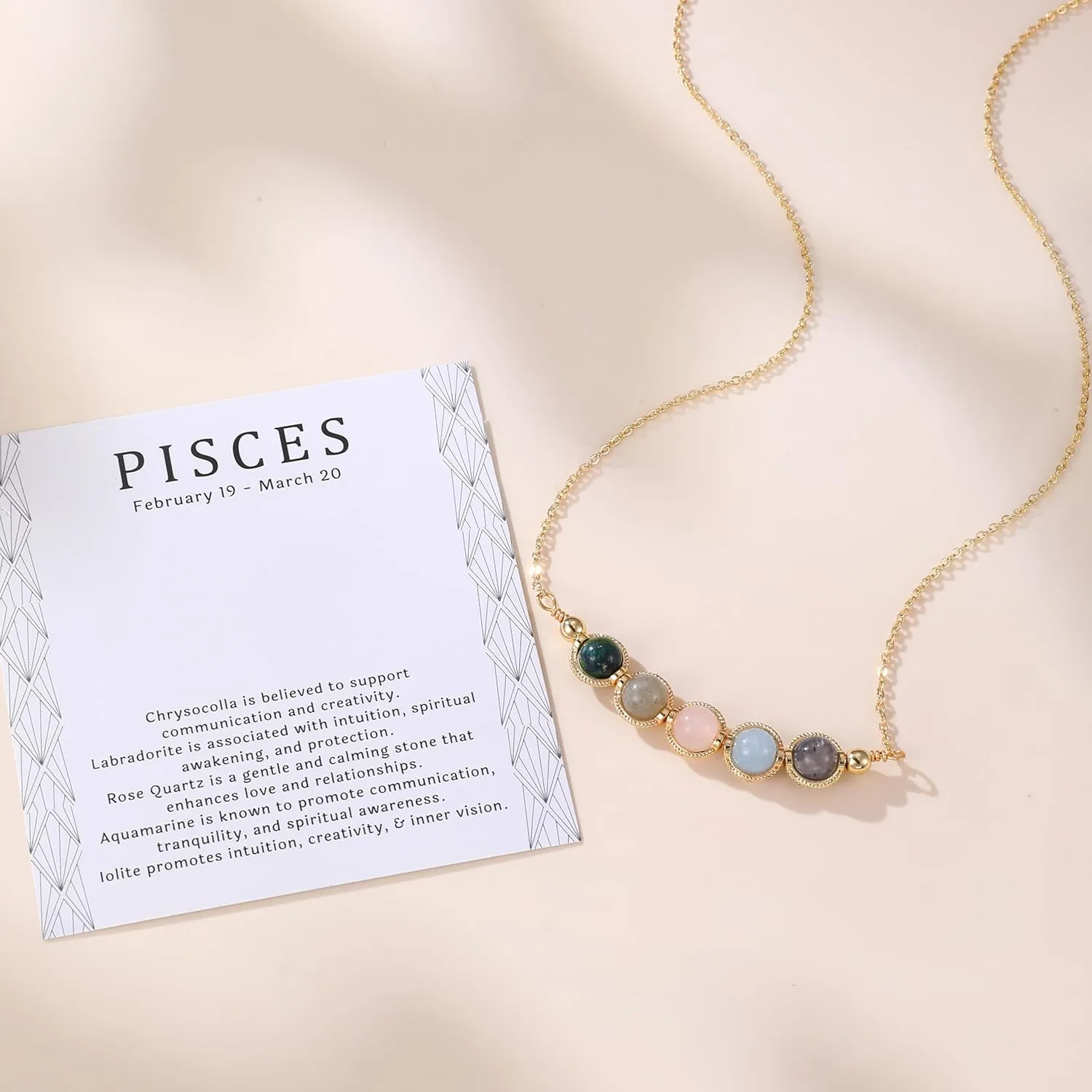 Zodiac Necklaces for Women, Natural Healing Crystal Zodiac Necklace Gifts Handmade Gemstone Beads Choker Necklace for Women Spiritual Astrology Jewelry Birthday Gifts