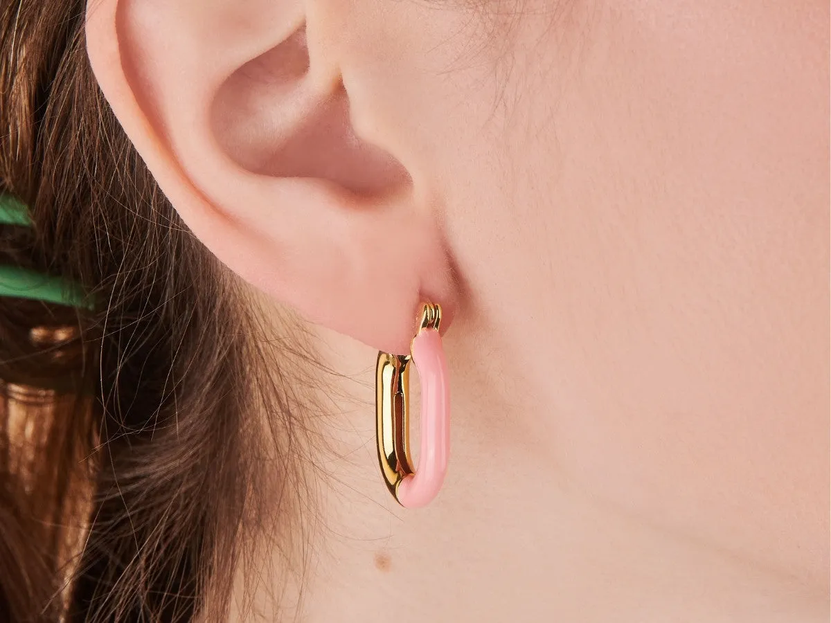 Zoey Pink Enamel Hoops