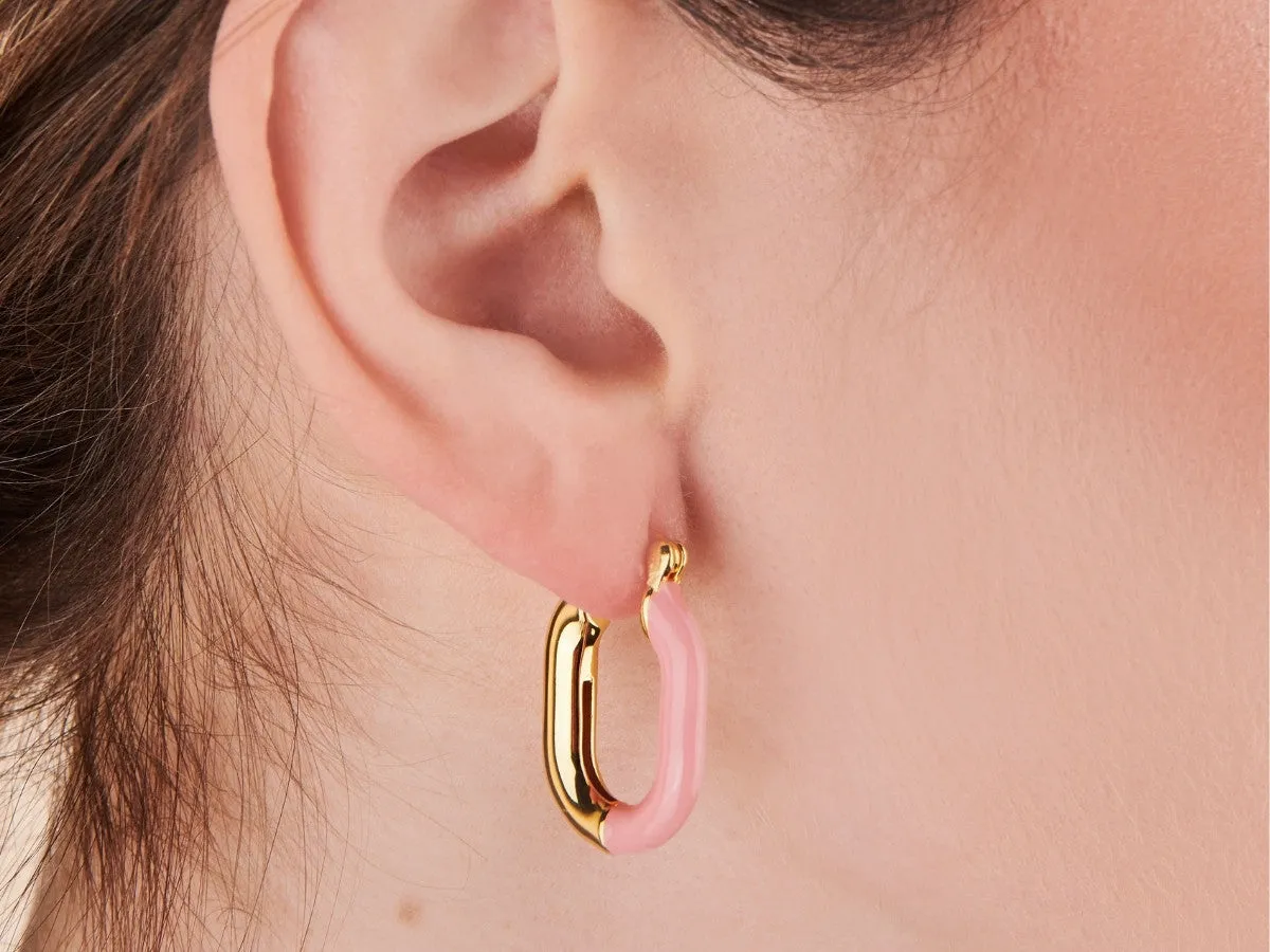 Zoey Pink Enamel Hoops